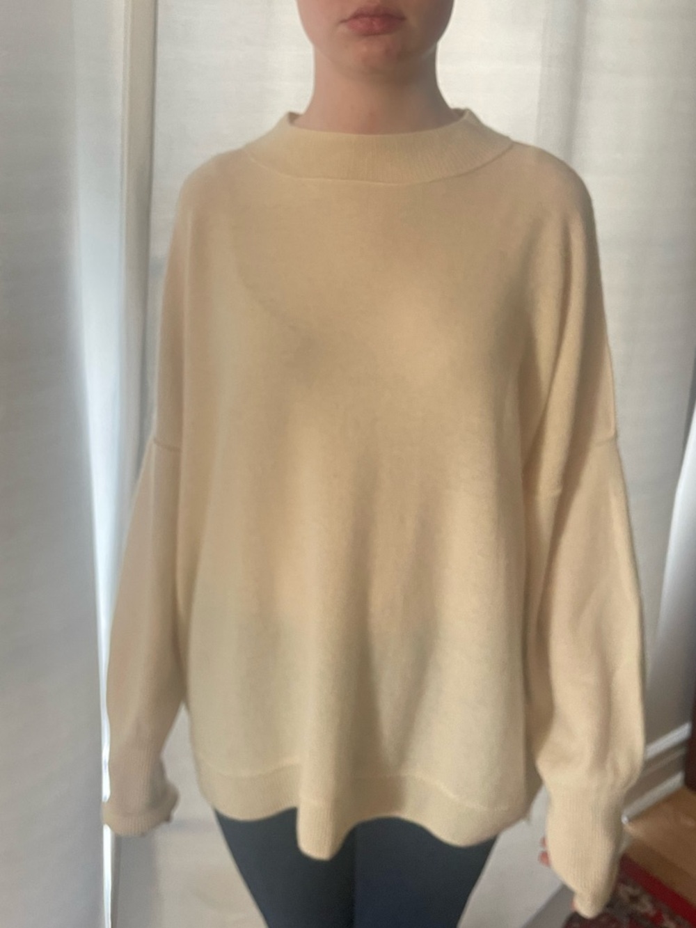 Free People SOFTEST Cream Oversized Crewneck Sweater